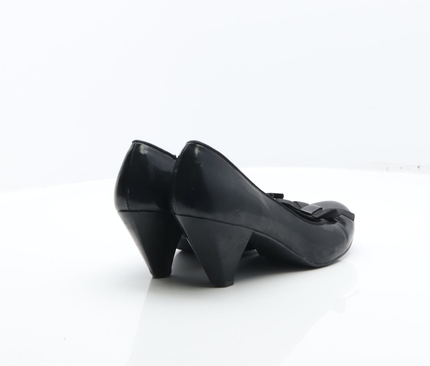 F&F Womens Black Leather Court Heel UK 5 38
