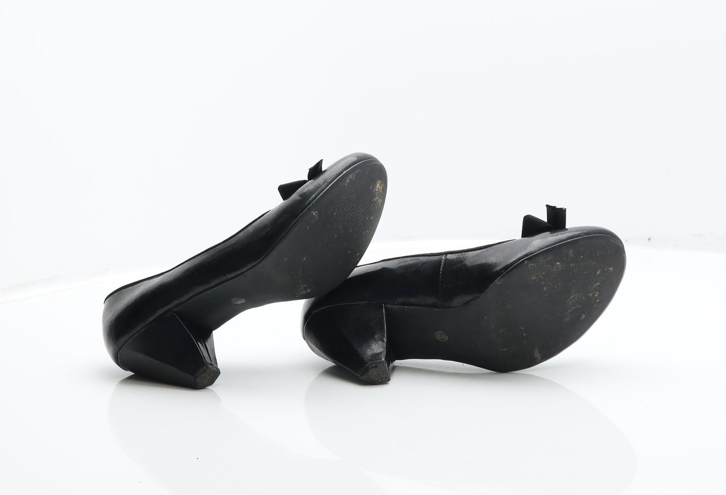 F&F Womens Black Leather Court Heel UK 5 38