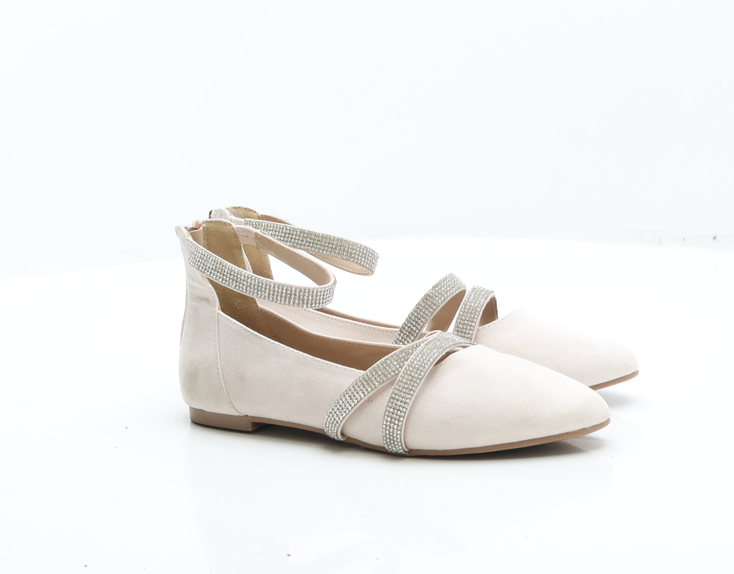 River Island Girls Pink Leather Strappy Flat UK 3