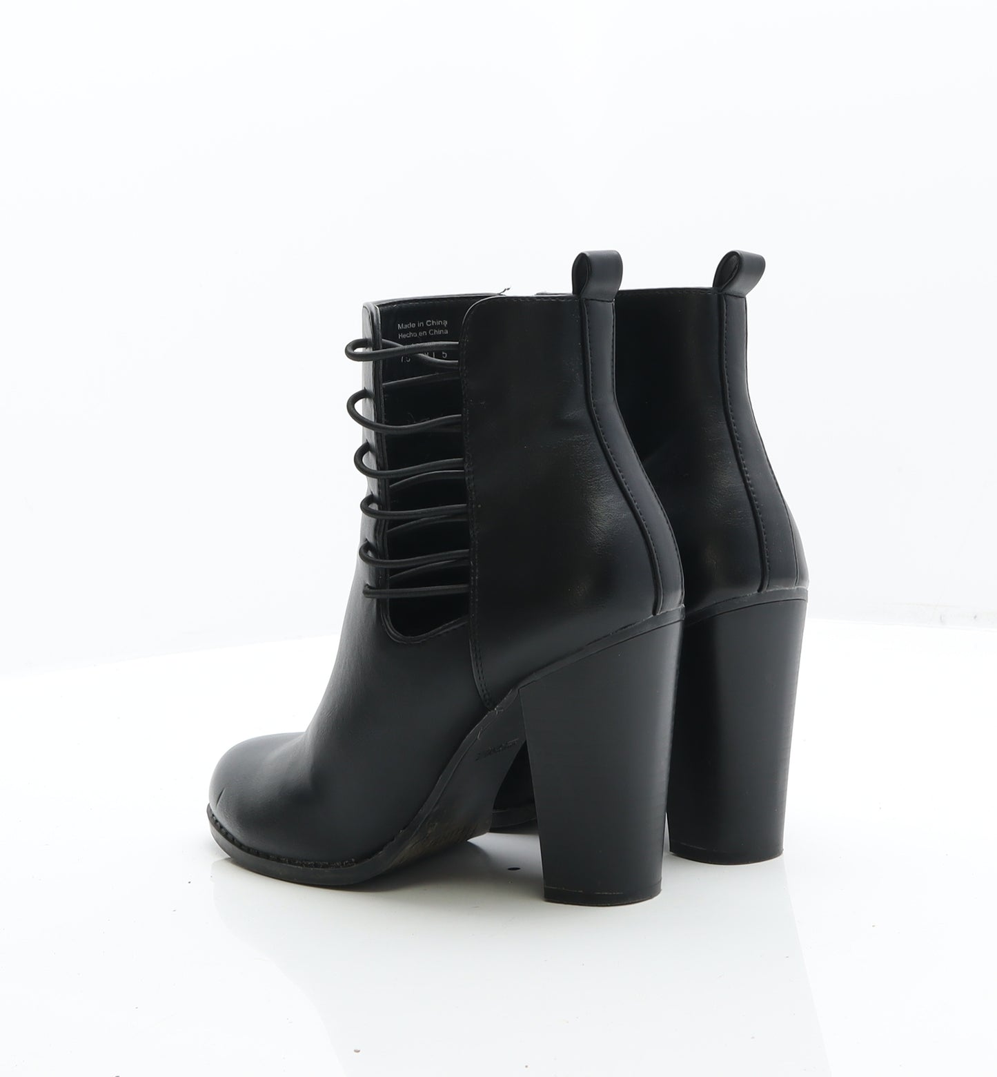 Preworn Womens Black Leather Bootie Boot UK 5 38