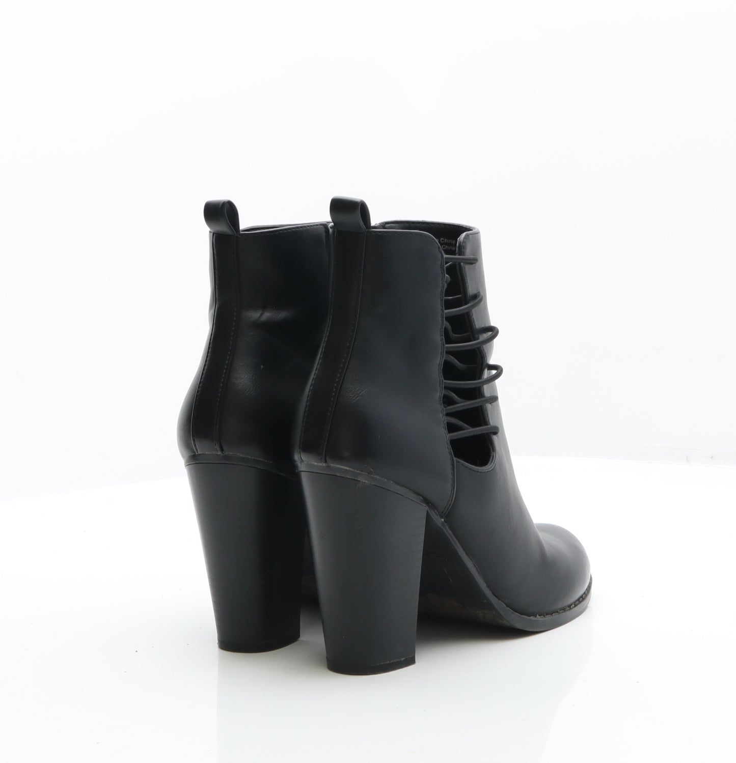 Preworn Womens Black Leather Bootie Boot UK 5 38