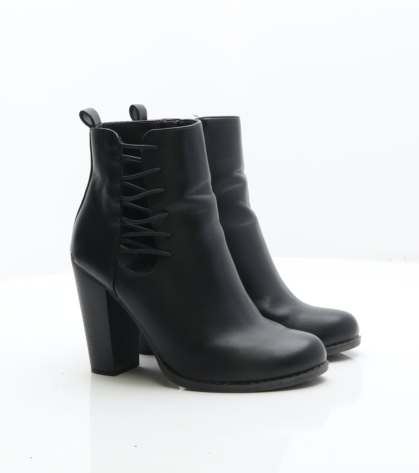Preworn Womens Black Leather Bootie Boot UK 5 38