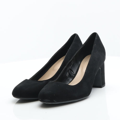 F&F Womens Black Suede Court Heel UK 7 41