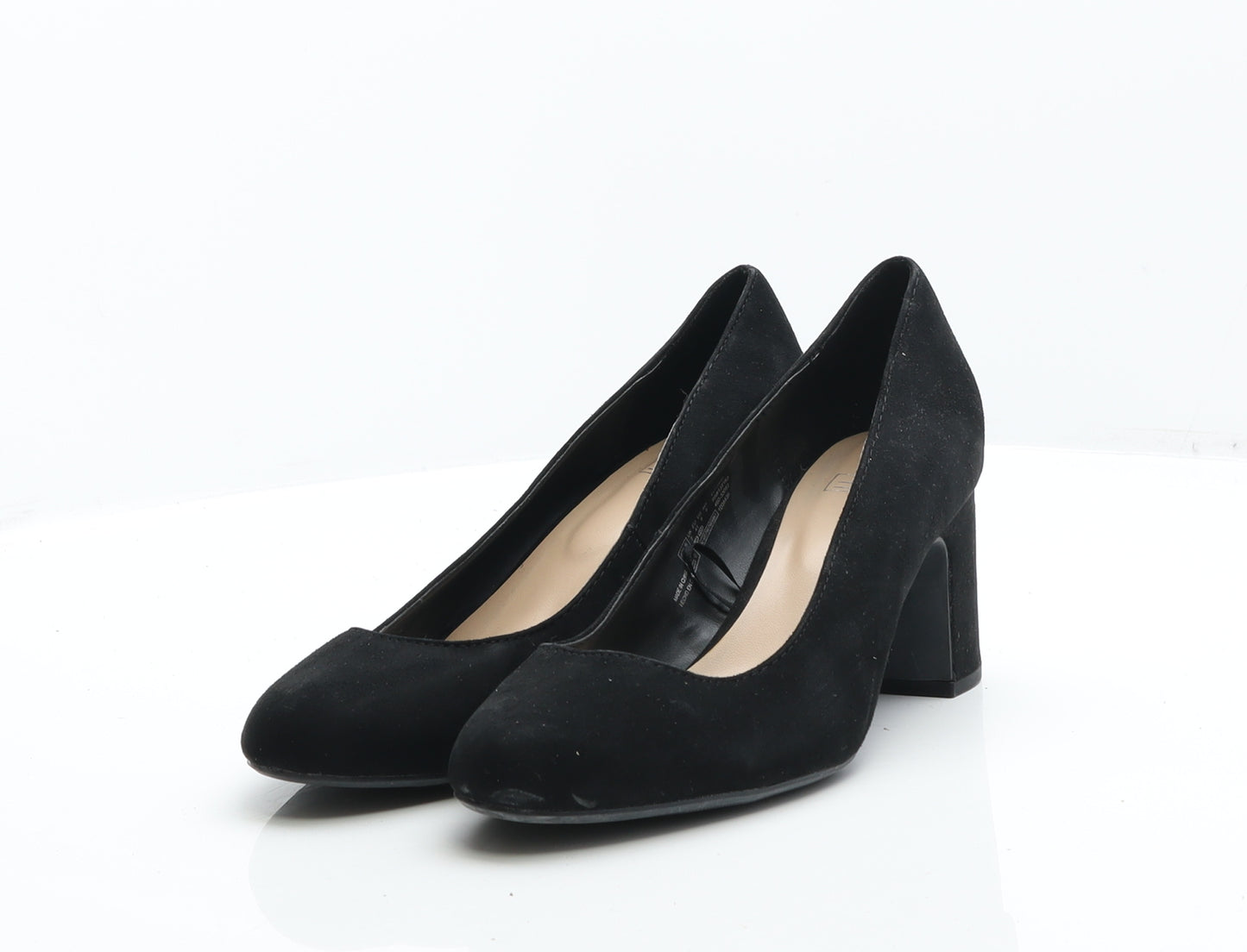 F&F Womens Black Suede Court Heel UK 7 41