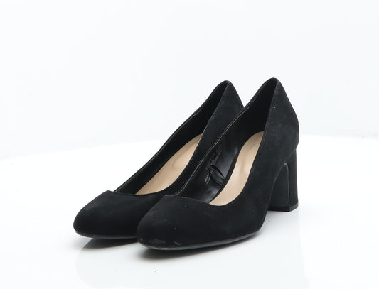 F&F Womens Black Suede Court Heel UK 7 41
