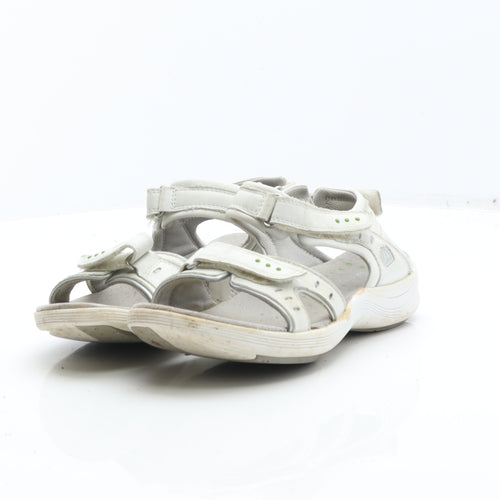 Clarks Womens White Leather Strappy Sandal UK 4