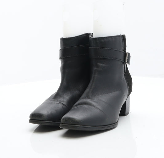 Preworn Womens Black Leather Bootie Boot UK 3