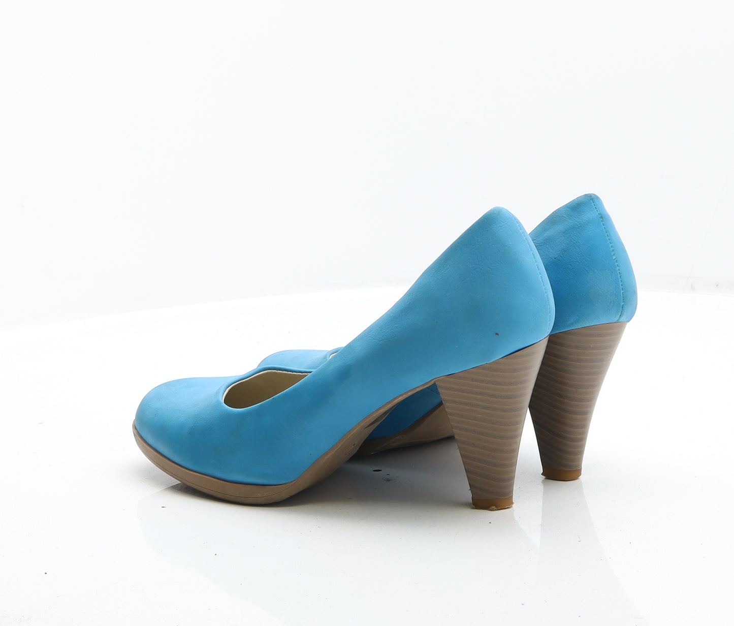 bpc Womens Blue Leather Court Heel UK 7 40