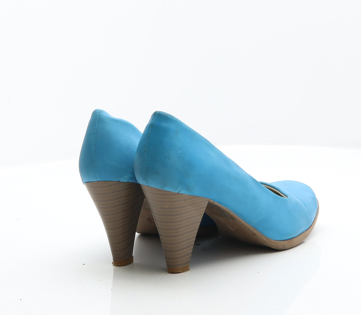 bpc Womens Blue Leather Court Heel UK 7 40