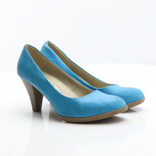 bpc Womens Blue Leather Court Heel UK 7 40