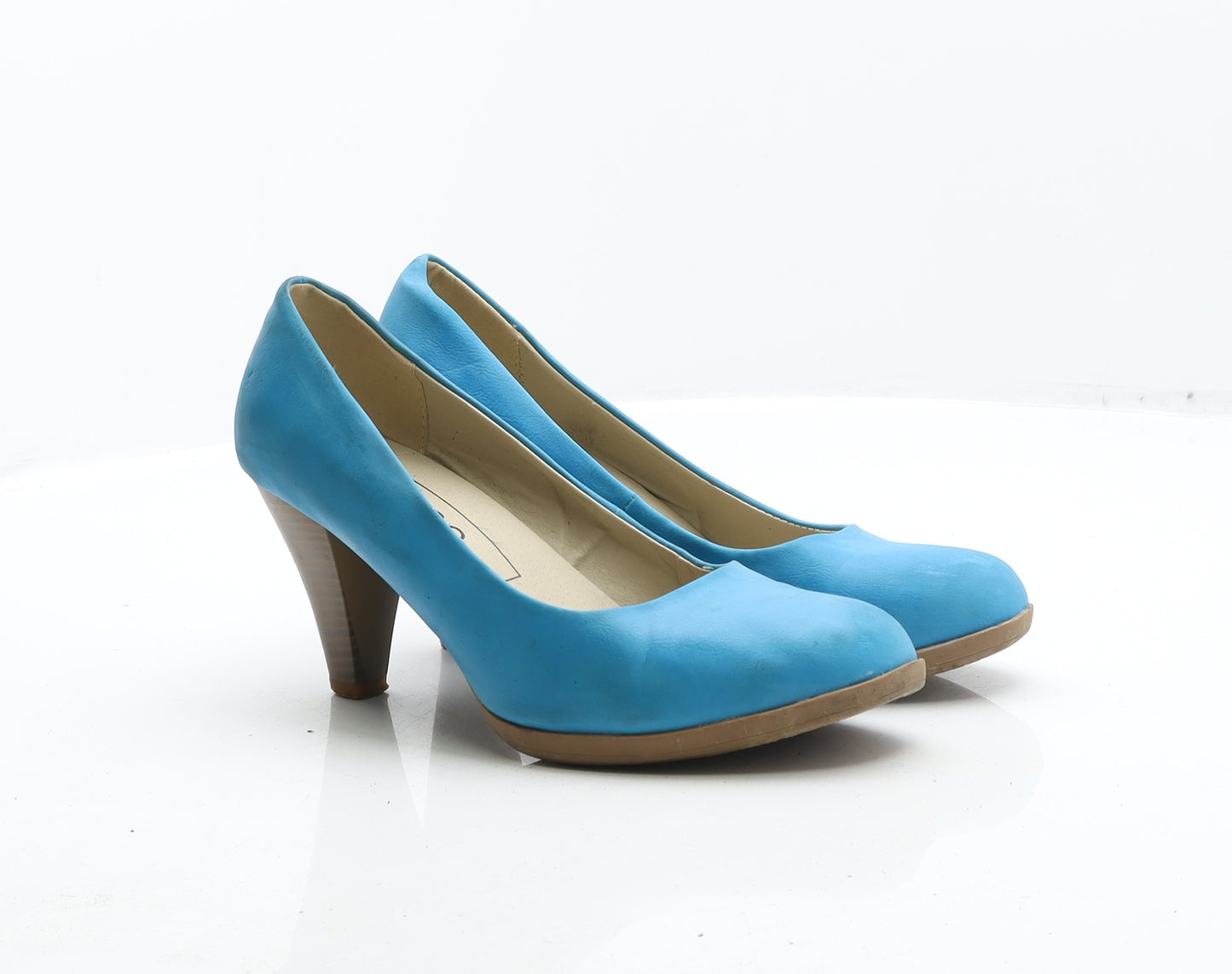 bpc Womens Blue Leather Court Heel UK 7 40