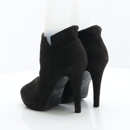 Preworn Womens Black Leather Bootie Boot UK 3 36