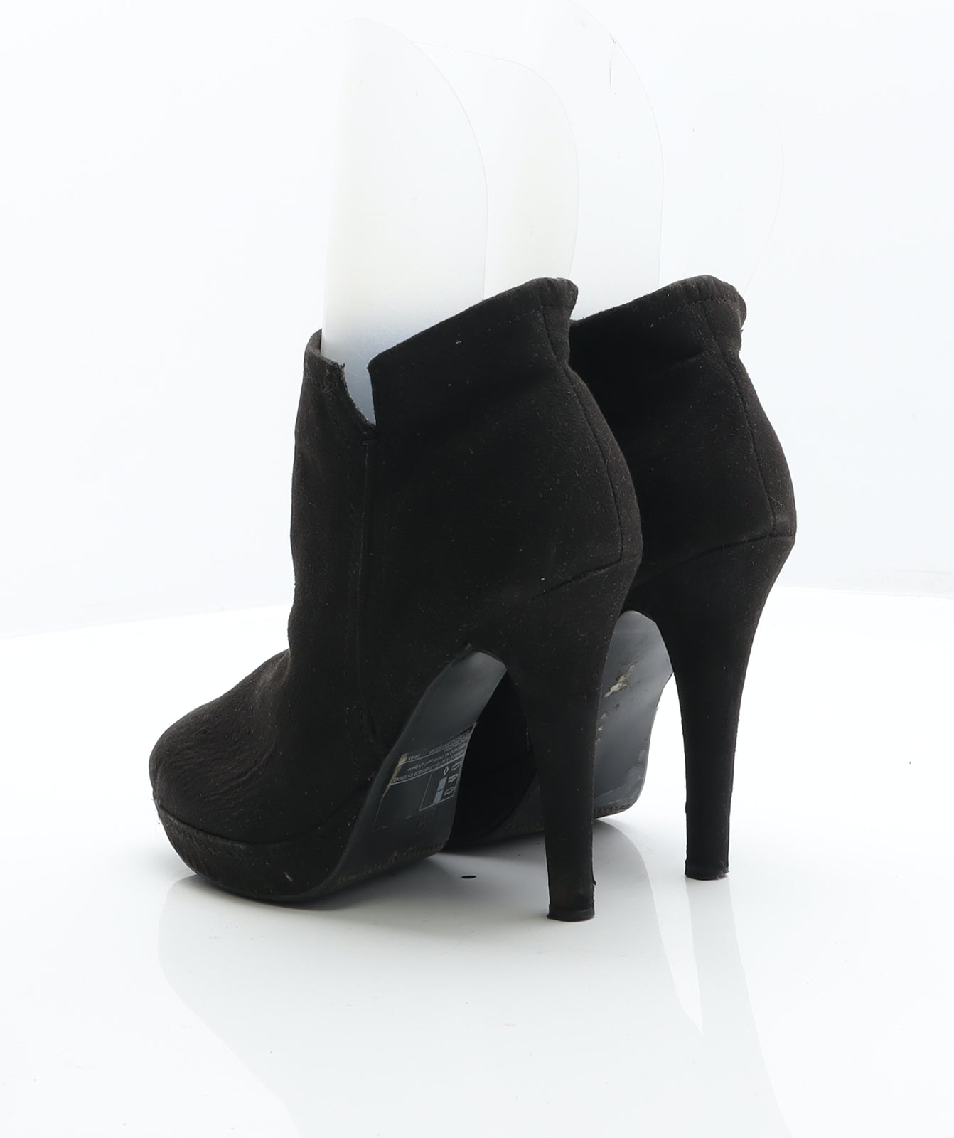 Preworn Womens Black Leather Bootie Boot UK 3 36