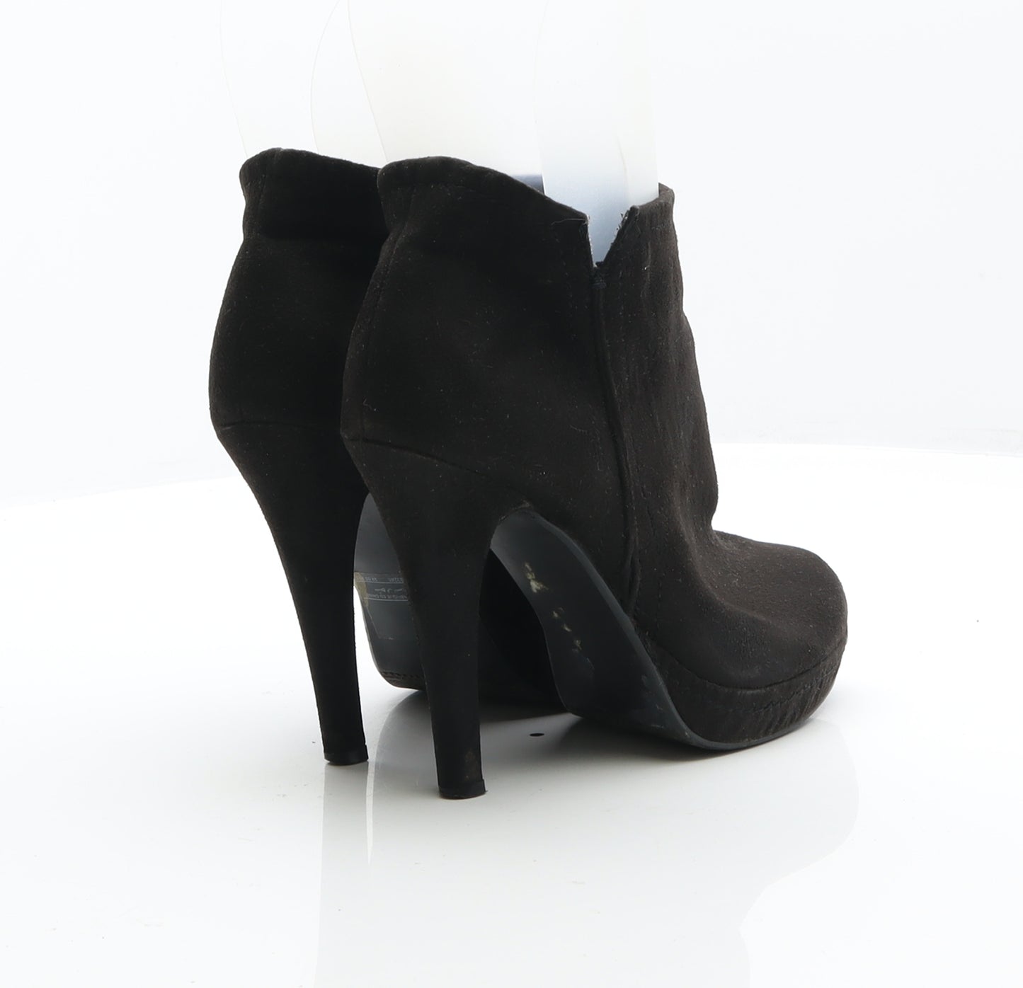 Preworn Womens Black Leather Bootie Boot UK 3 36