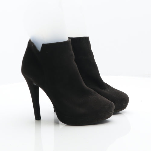 Preworn Womens Black Leather Bootie Boot UK 3 36