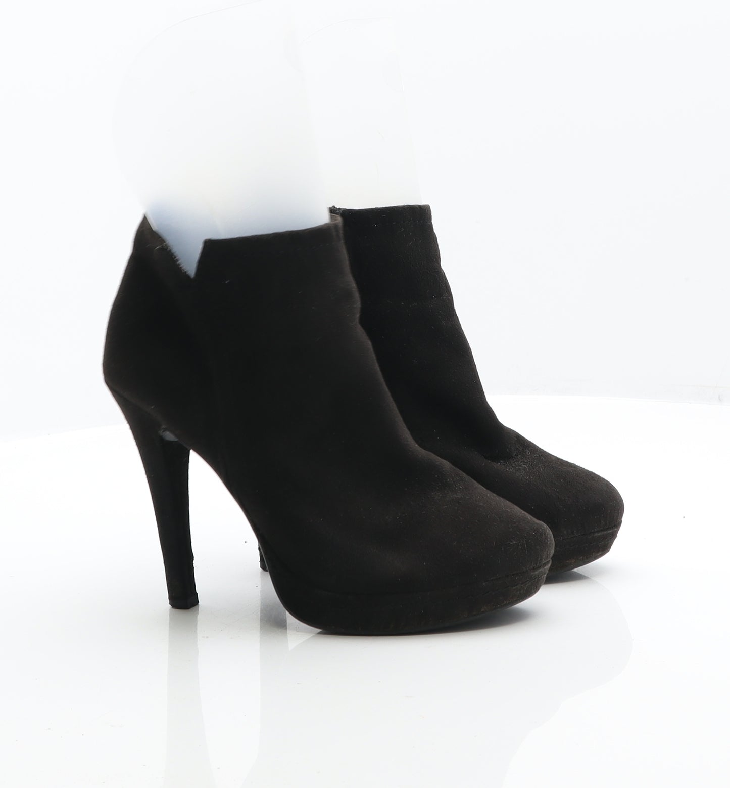 Preworn Womens Black Leather Bootie Boot UK 3 36