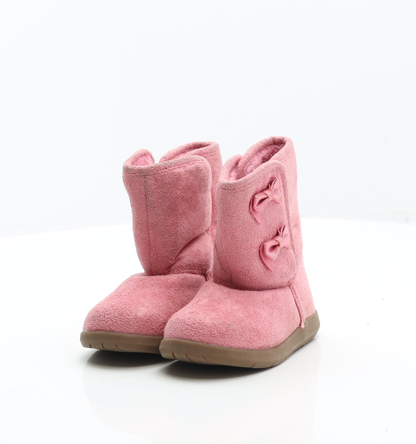 Preworn Girls Pink Synthetic Shearling Style Boot UK 5