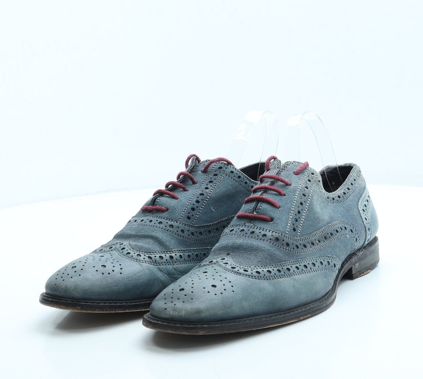 Jones Mens Blue Leather Oxford Casual UK 10 - Brogue style