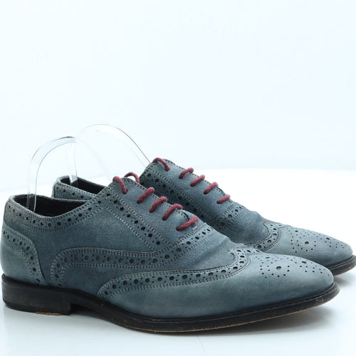 Jones Mens Blue Leather Oxford Casual UK 10 - Brogue style