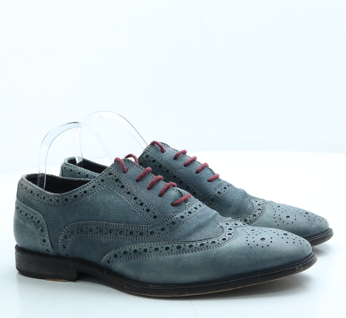 Jones Mens Blue Leather Oxford Casual UK 10 - Brogue style