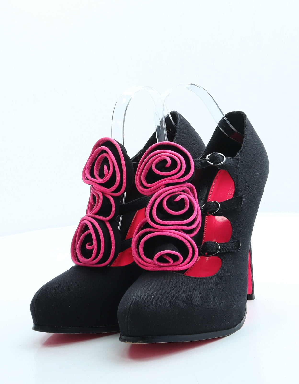 Love Label Womens Black Polyester Court Heel UK 7 40 - Flower