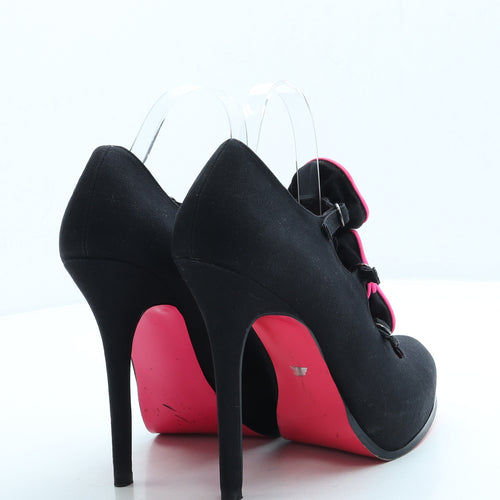 Love Label Womens Black Polyester Court Heel UK 7 40 - Flower