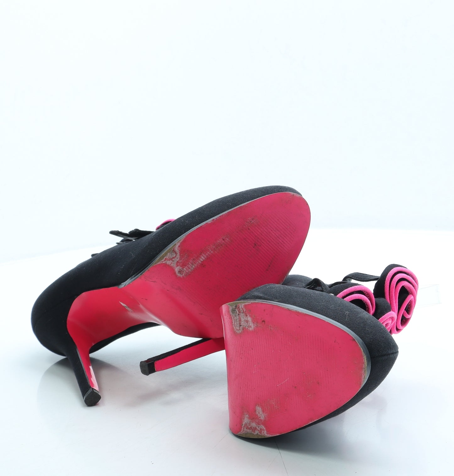 Love Label Womens Black Polyester Court Heel UK 7 40 - Flower