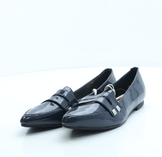 Preworn Womens Blue Patent Leather Loafer Flat UK 6.5 40