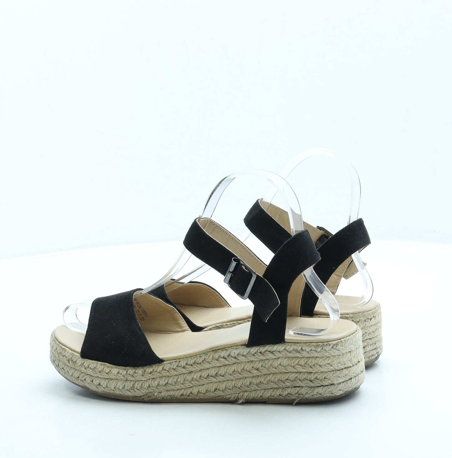Papaya Womens Black Suede Espadrille Sandal UK 3 36
