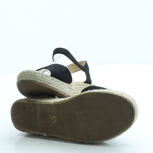 Papaya Womens Black Suede Espadrille Sandal UK 3 36