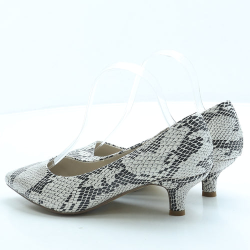 Heavenly Soles Womens White Animal Print Leather Court Heel UK 5 38 - Snakeskin