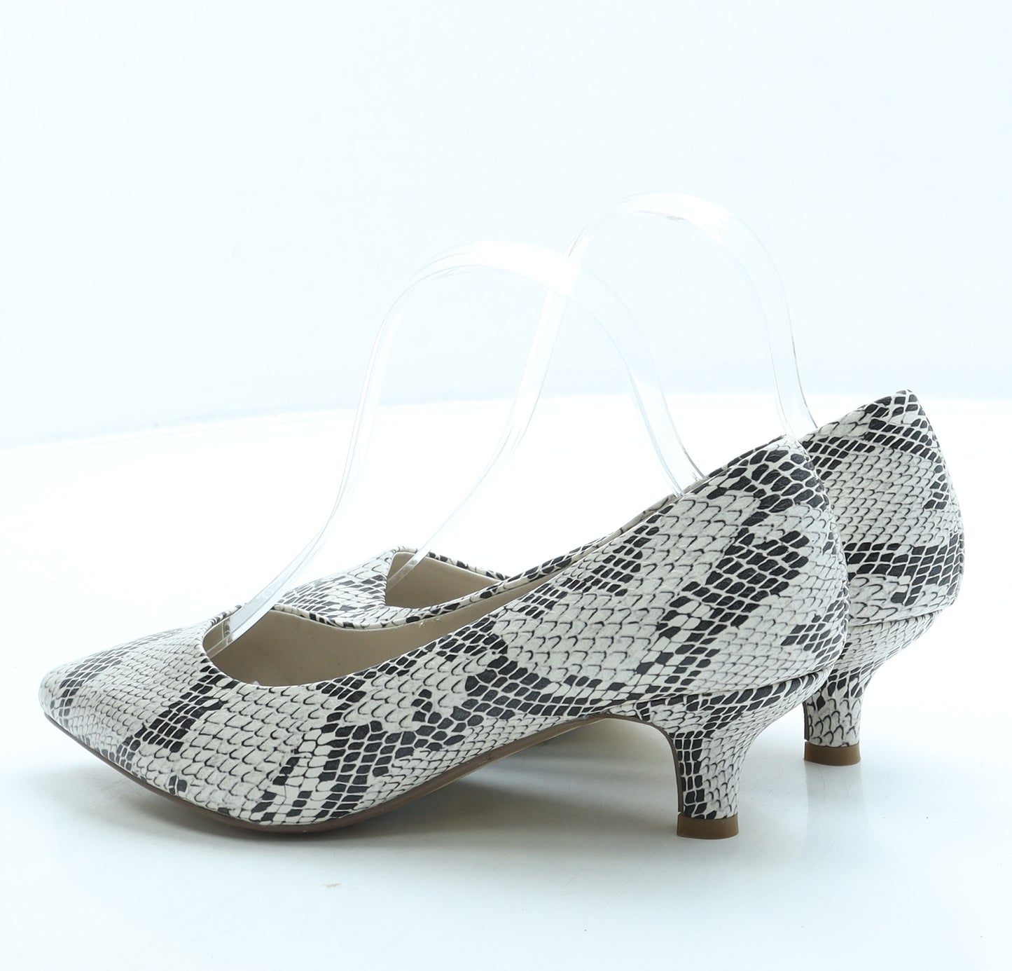Heavenly Soles Womens White Animal Print Leather Court Heel UK 5 38 - Snakeskin