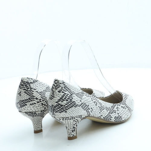 Heavenly Soles Womens White Animal Print Leather Court Heel UK 5 38 - Snakeskin