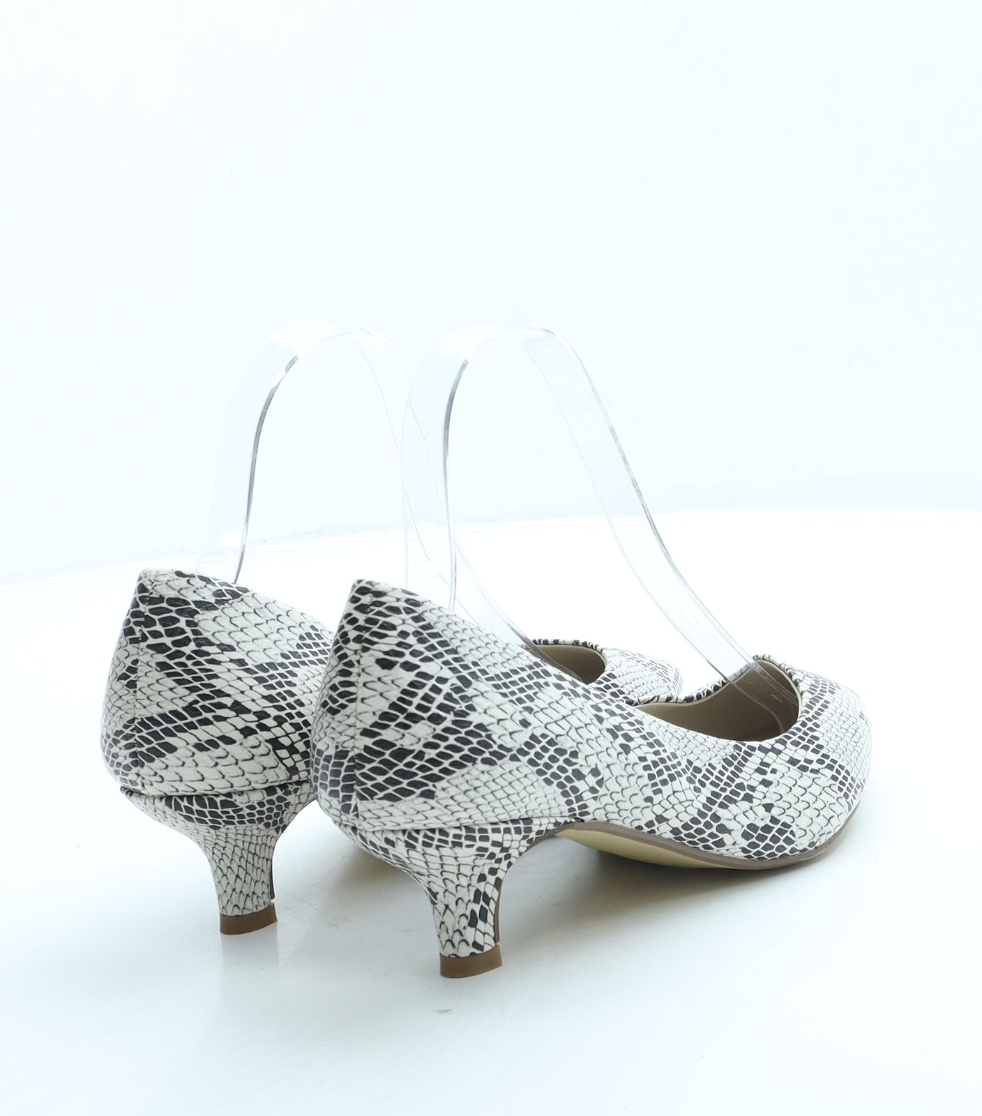 Heavenly Soles Womens White Animal Print Leather Court Heel UK 5 38 - Snakeskin