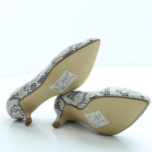 Heavenly Soles Womens White Animal Print Leather Court Heel UK 5 38 - Snakeskin