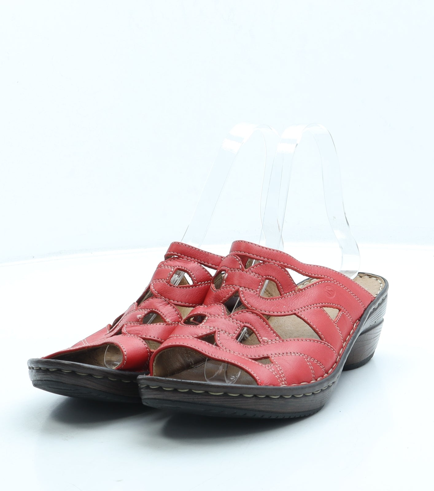 Josef Seibel Womens Red Leather Slip On Sandal UK 5 38