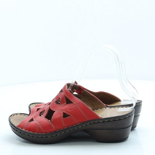Josef Seibel Womens Red Leather Slip On Sandal UK 5 38