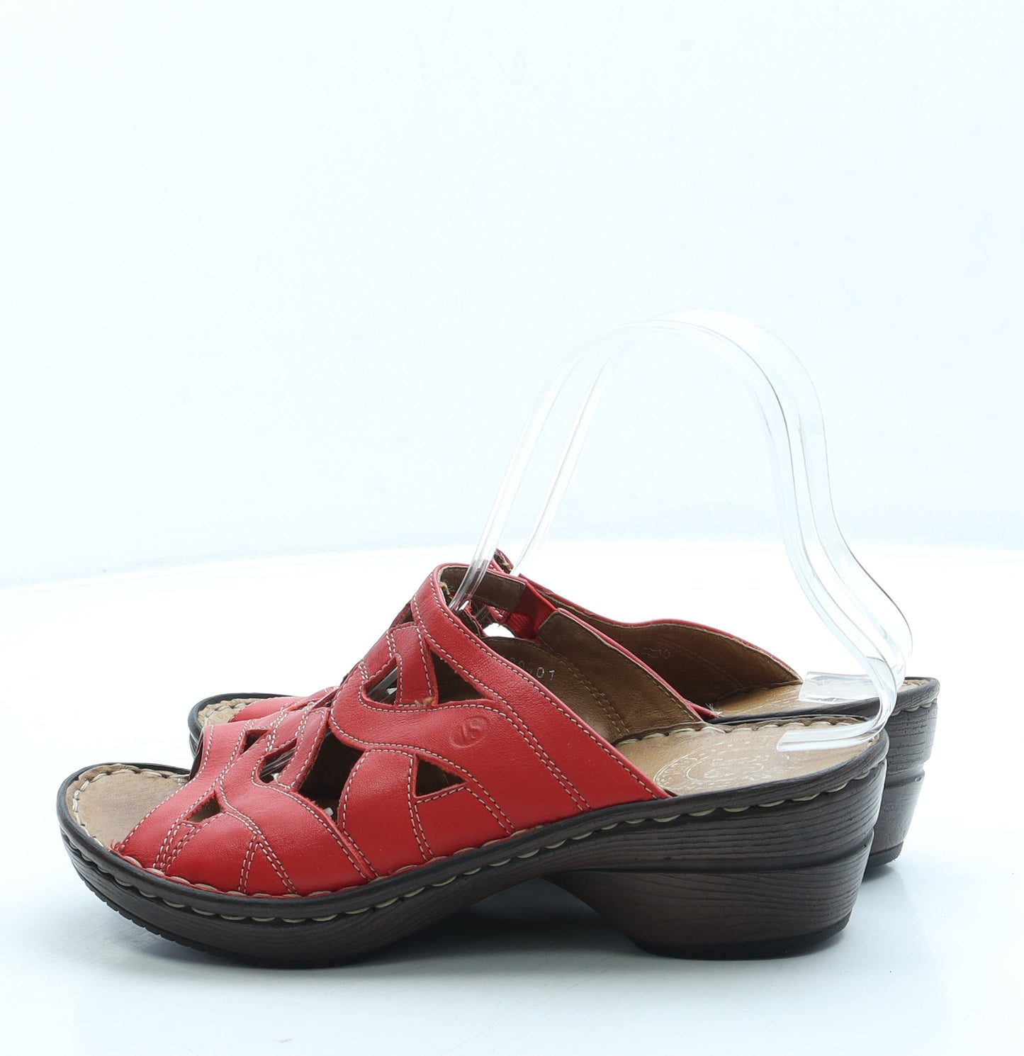 Josef Seibel Womens Red Leather Slip On Sandal UK 5 38