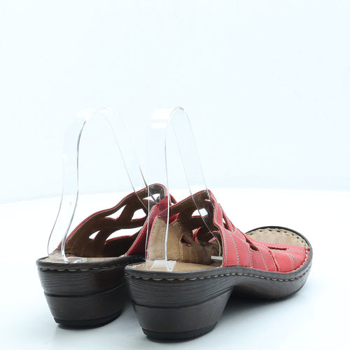 Josef Seibel Womens Red Leather Slip On Sandal UK 5 38