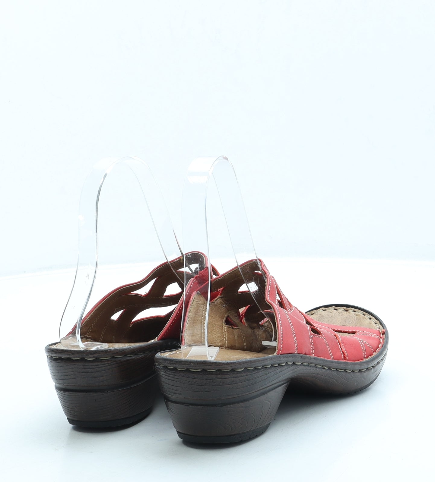 Josef Seibel Womens Red Leather Slip On Sandal UK 5 38