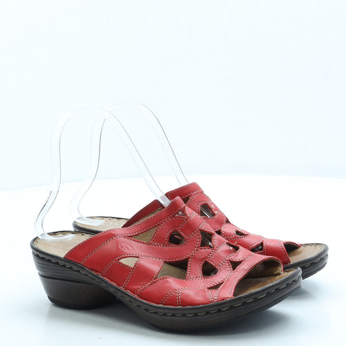 Josef Seibel Womens Red Leather Slip On Sandal UK 5 38