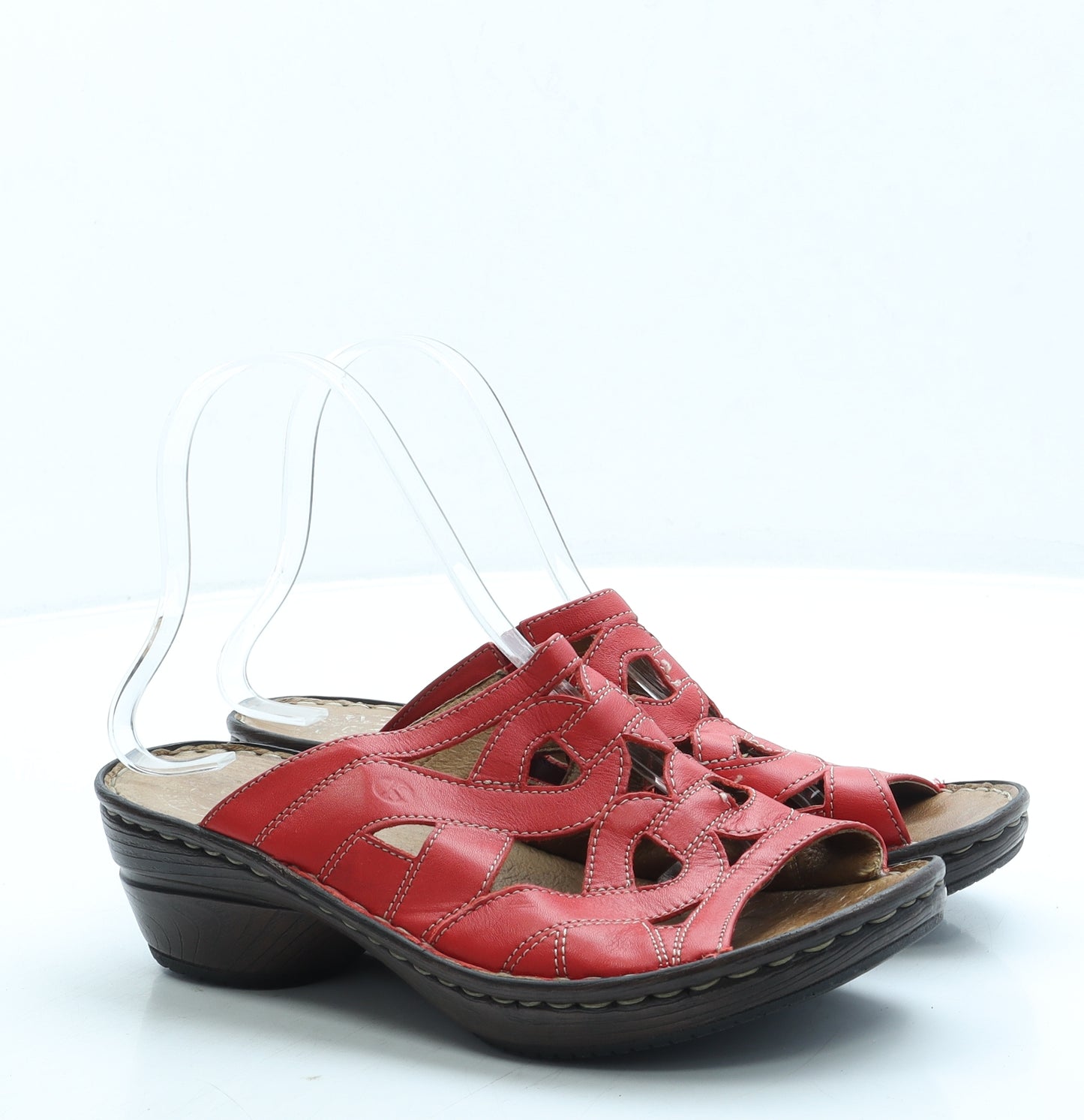 Josef Seibel Womens Red Leather Slip On Sandal UK 5 38