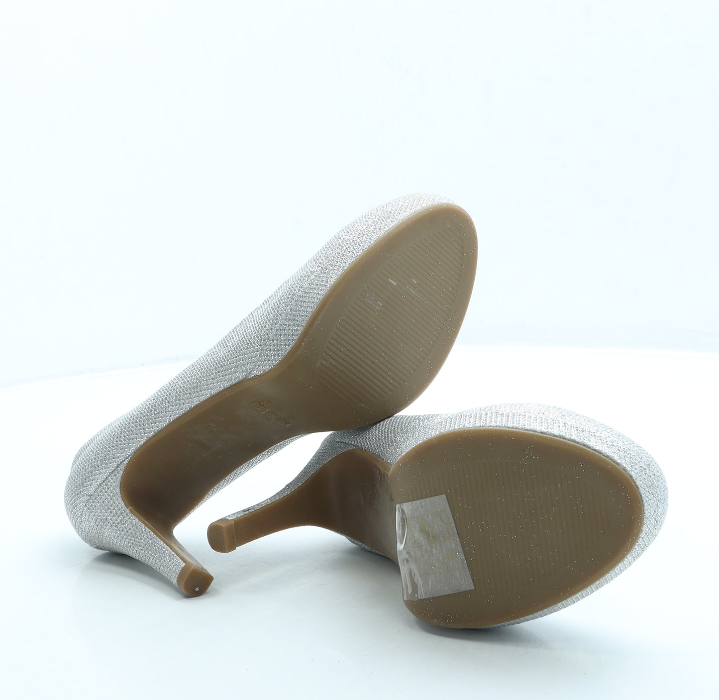 Primark Womens Silver Polyester Court Heel UK 6 39 US 8 - Wide Fit