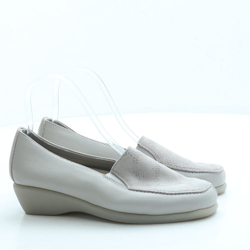 Damart Womens Grey Animal Print Leather Loafer Flat UK 5 38