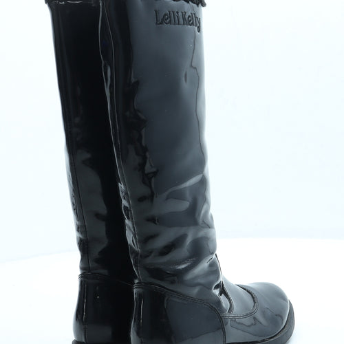 Lelli Kelly Girls Black Patent Leather Slip On Boot UK 2 34