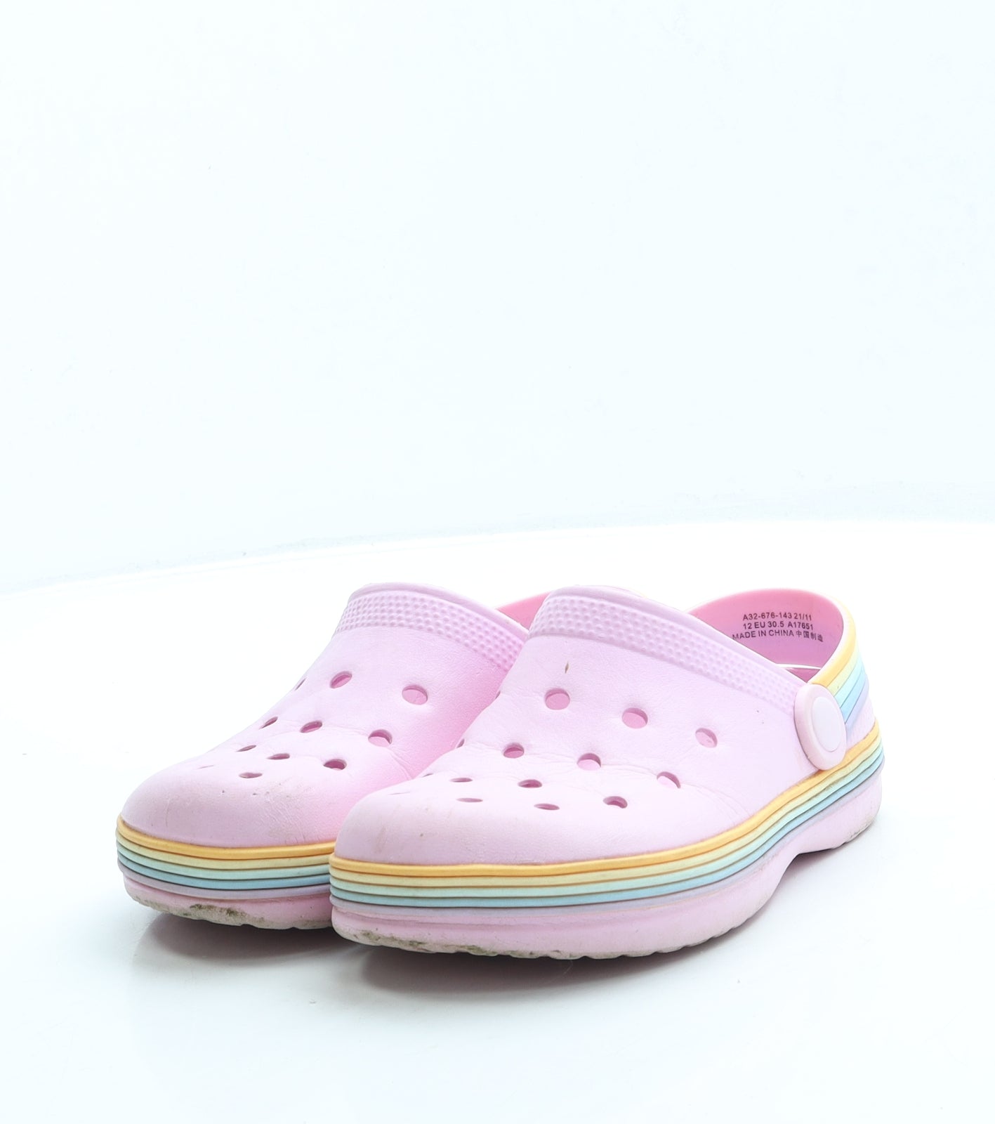 NEXT Girls Pink Rubber Clog Sandal UK 12 - Rainbow