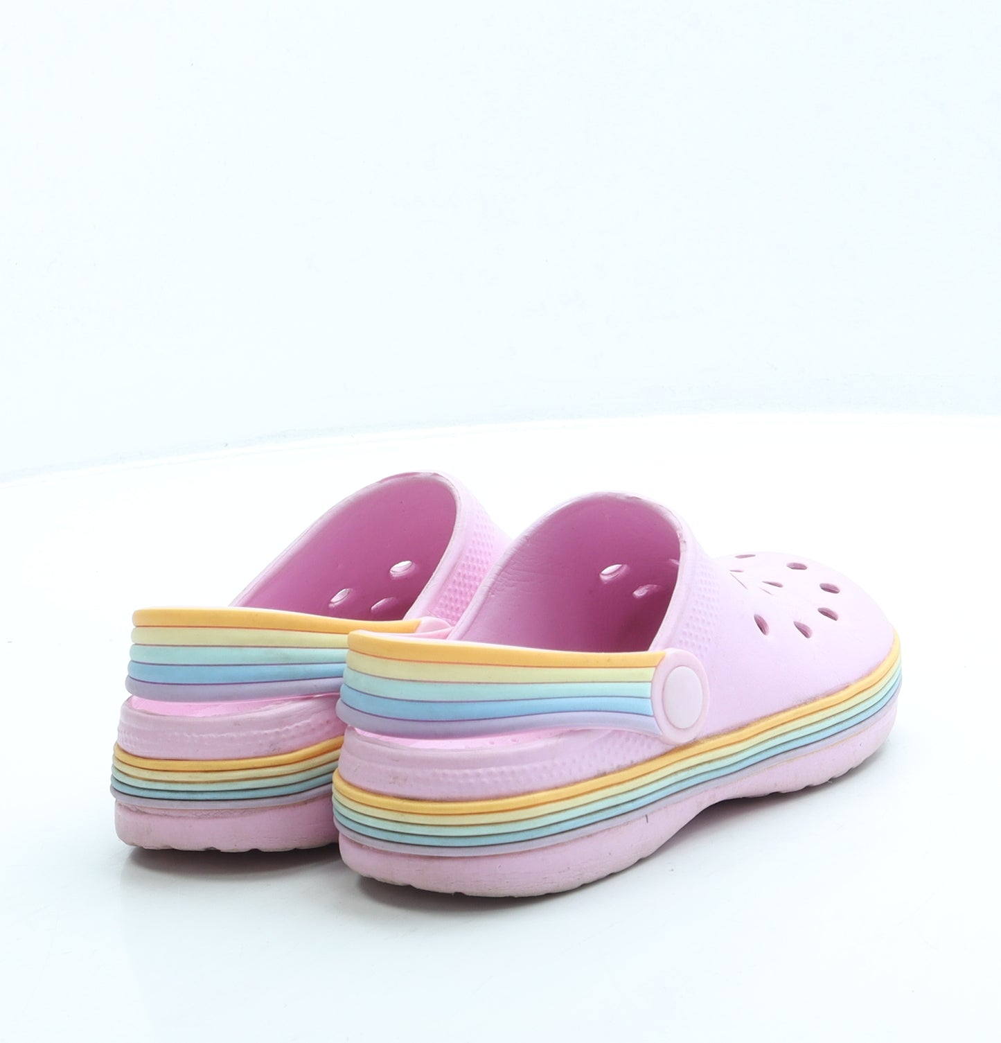 NEXT Girls Pink Rubber Clog Sandal UK 12 - Rainbow