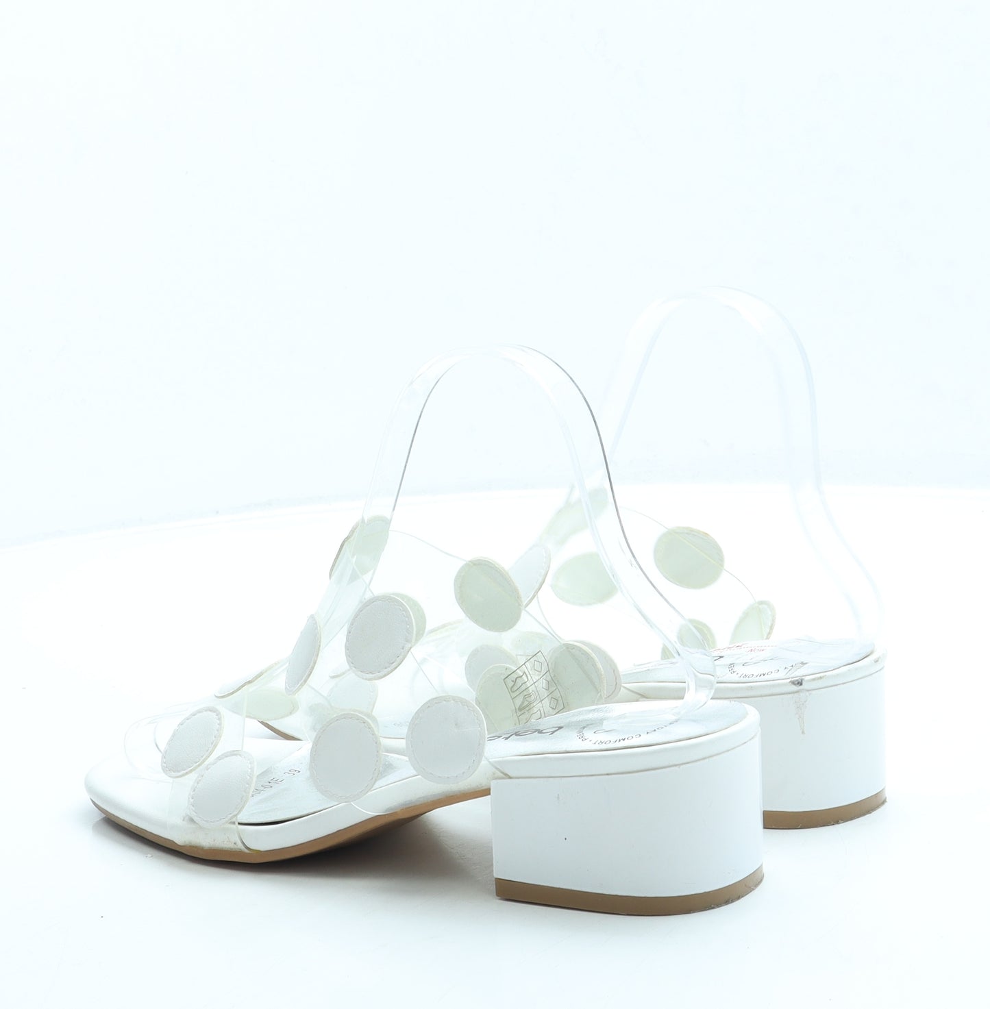 Betsy Womens White Leather Mule Heel UK 6 39
