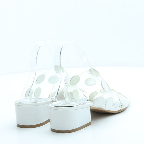 Betsy Womens White Leather Mule Heel UK 6 39