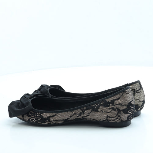 Miss KG Womens Black Floral Polyester Ballet Flat UK 6 39